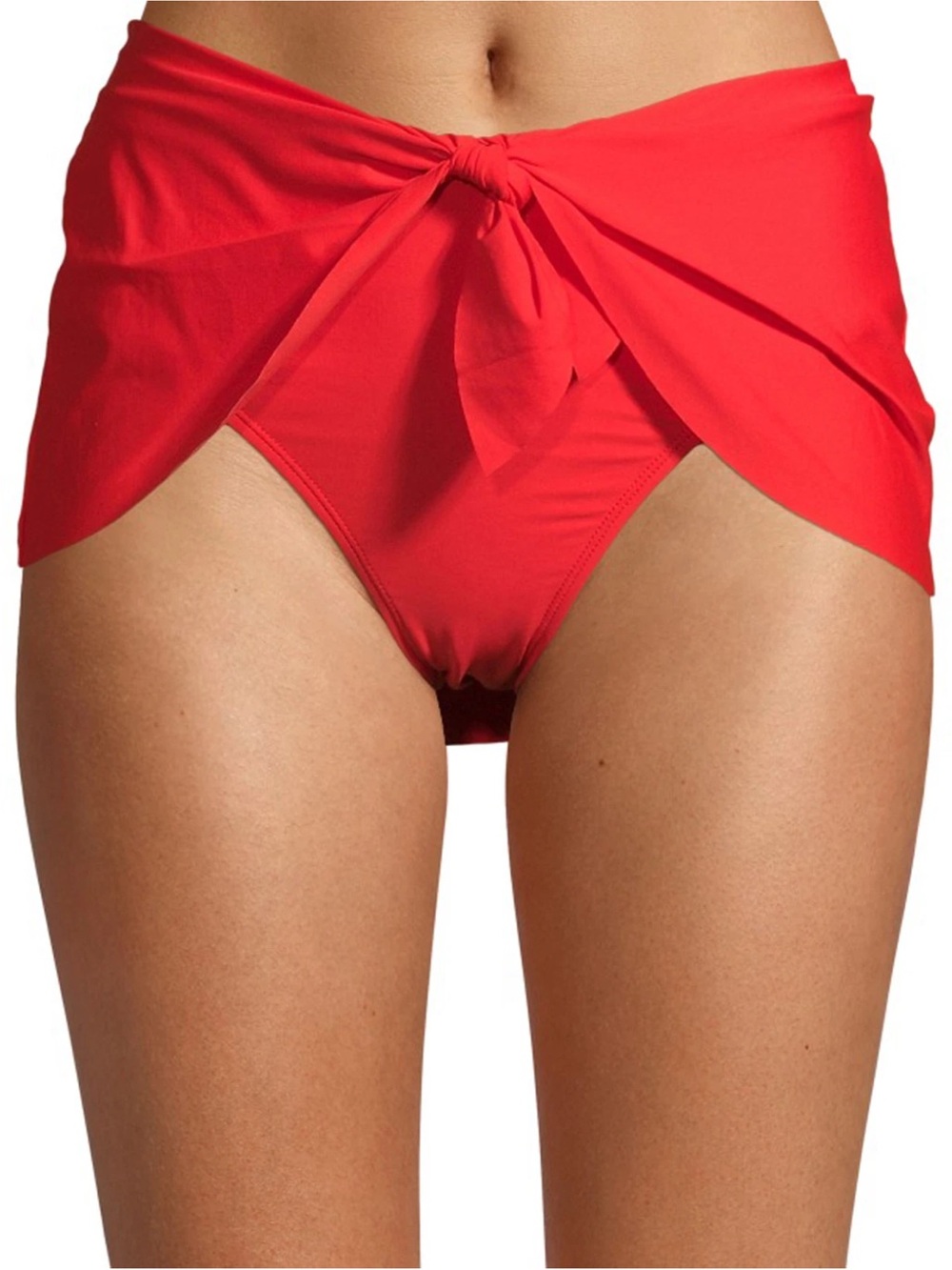 Time and Tru Red Tie-Front Swim Bottoms with Wrap